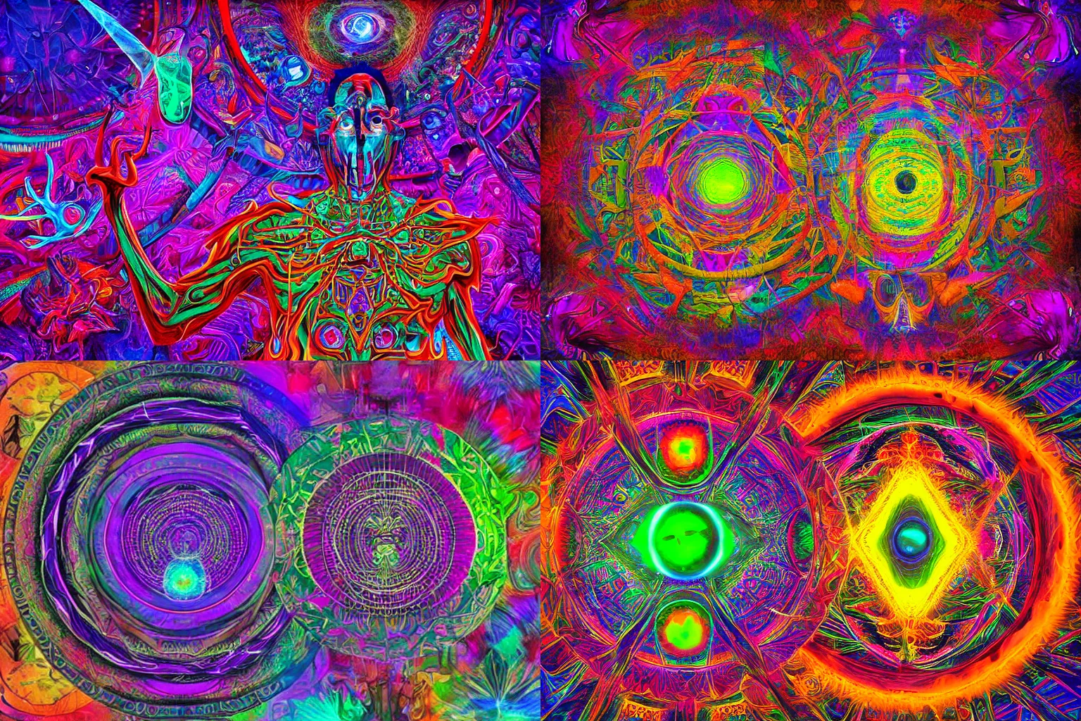 Prompt: dmt trip, meeting the geometric beings that exist outside of time, psychedelic explorer