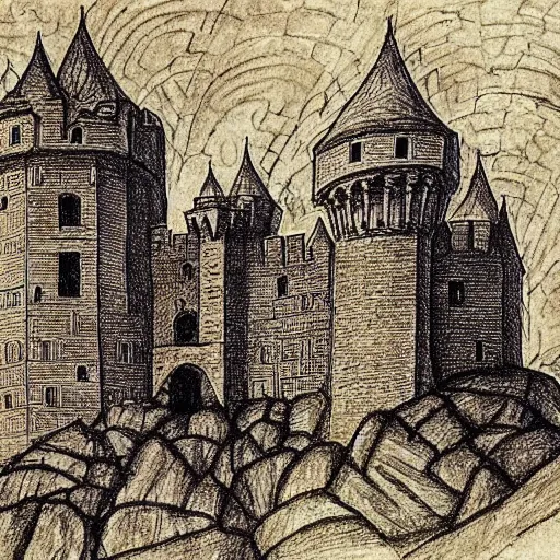 Image similar to drawing of a castle made of lace!!!, by albrecht durer