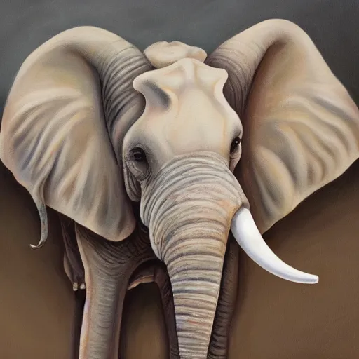 Image similar to hybrid animal cow with elephant ears and long tusks detailed painting 4 k