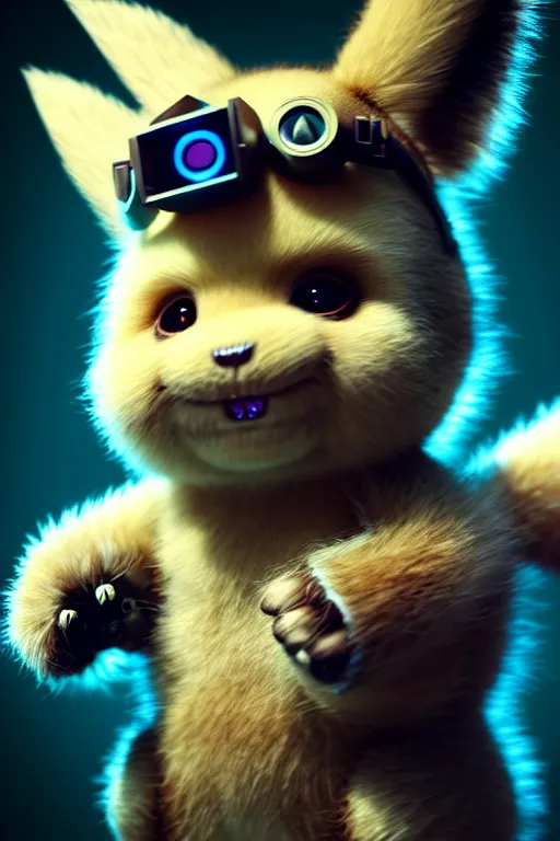Prompt: high quality 3 d render cyberpunk very cute fluffy! wombat cyborg, mechanical paw, highly detailed, unreal engine cinematic smooth, in the style of detective pikachu, hannah yata charlie immer, neon blue light, low angle, uhd 8 k, sharp focus