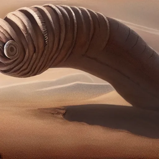 Prompt: joe biden's face a dune sandworm body shai-hulud cover art dune; photorealistic cgi movie poster style, artstation, Mihai, sandworm, shai-hulud