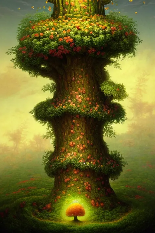 Prompt: a beautiful digital illustration painting of a detailed fantasy tree beanstalk, mushroom, flowers by benoit b. mandelbrot, steven belledin, martin johnson heade, lee madgwick, caspar david friedrich, and david rios ferreira. 8 k resolution trending on artstation concept art digital illustration