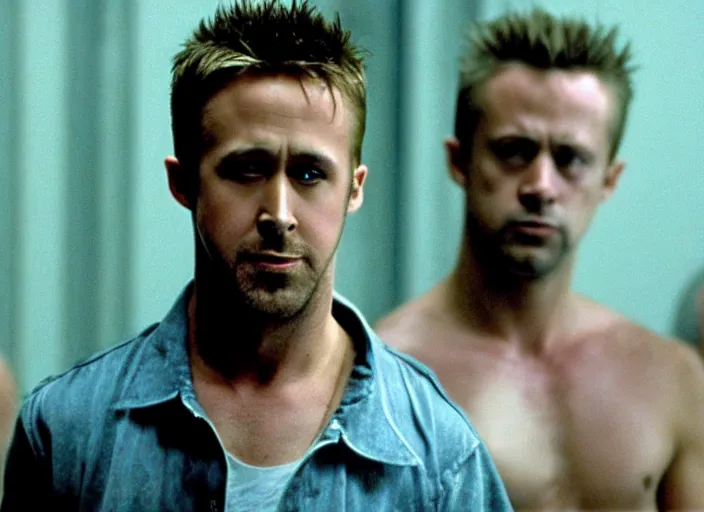 Image similar to film still of Ryan Gosling as Tyler Durden in Fight Club 1999