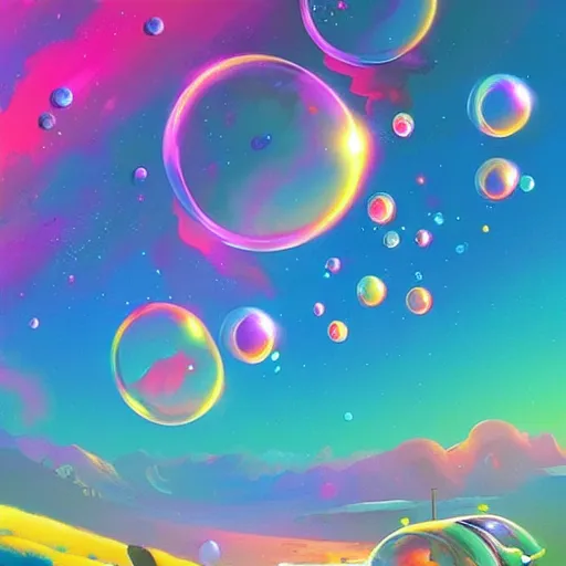Image similar to a colorful background with a lot of bubbles, concept art by rhads, behance contest winner, space art, outrun, psychedelic, retrowave