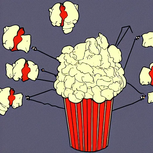 Prompt: medical diagram showing the mechanism by which the stomach produces popcorn,