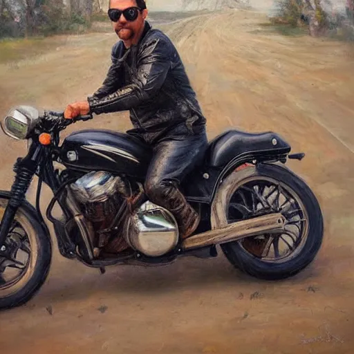 Prompt: portrait of a bunny riding a motorcycle, oil painting, beautiful, detailed