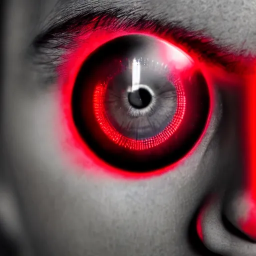 Image similar to a man with red glowing eyes