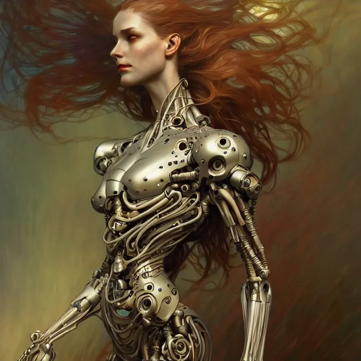 Image similar to organic cyborg, bone, diffuse lighting, fantasy, intricate, elegant, highly detailed, lifelike, photorealistic, digital painting, artstation, illustration, concept art, smooth, sharp focus, art by john collier and albert aublet and krenz cushart and artem demura and alphonse mucha