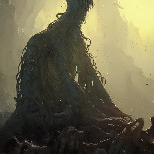 Image similar to cthulu, by greg rutkowski, by jean deville, dramatic lighting