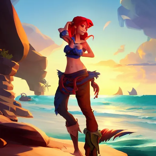 Image similar to jack the pirate mermaid on sea of thieves game avatar hero, behance hd by jesper ejsing, by rhads, makoto shinkai and lois van baarle, ilya kuvshinov, rossdraws global illumination