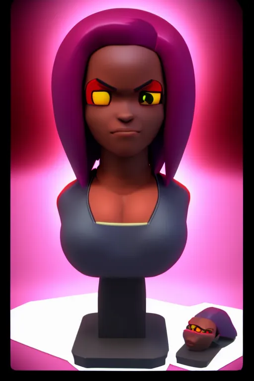 Image similar to bust of Garnet from Steven Universe, square head, faithful fanart, 3d render, blender, artstation, cartoon