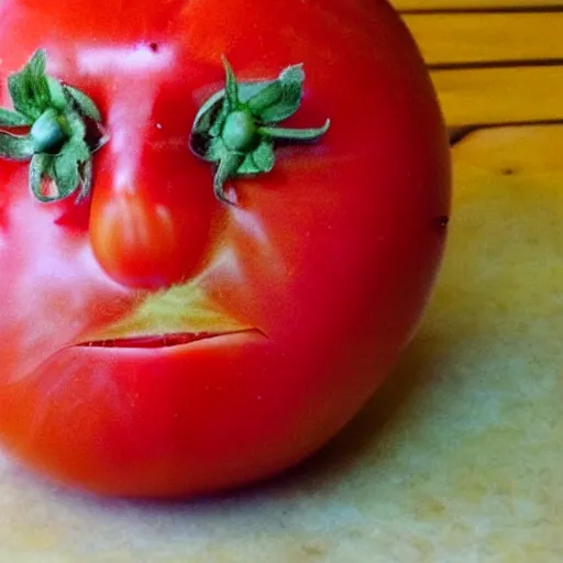 Image similar to tomato with a face