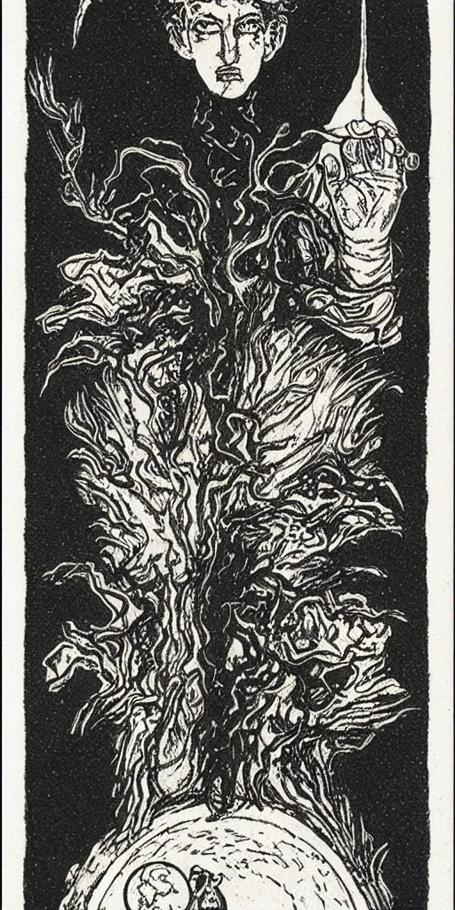 Prompt: the moon tarot card by austin osman spare