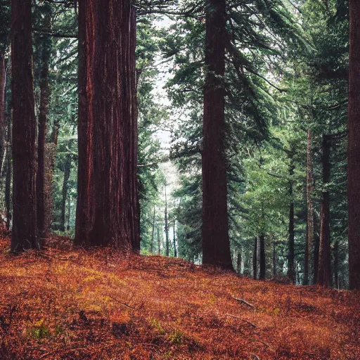 Prompt: photo of a tree on a forest landscape, telephoto photography,