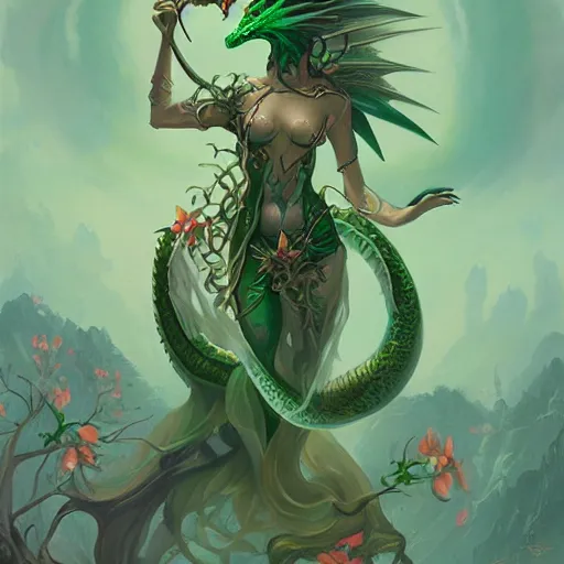 Prompt: green dragon surrounded by rosebuds, by peter mohrbacher, trending on artstation, intricate, elegant