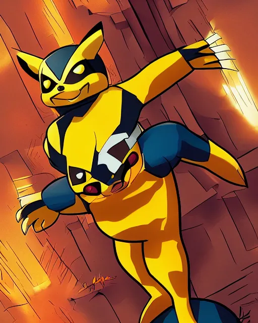 Prompt: wolverine meets pikachu, marvel comics, dynamic lighting, detailed fantasy illustration