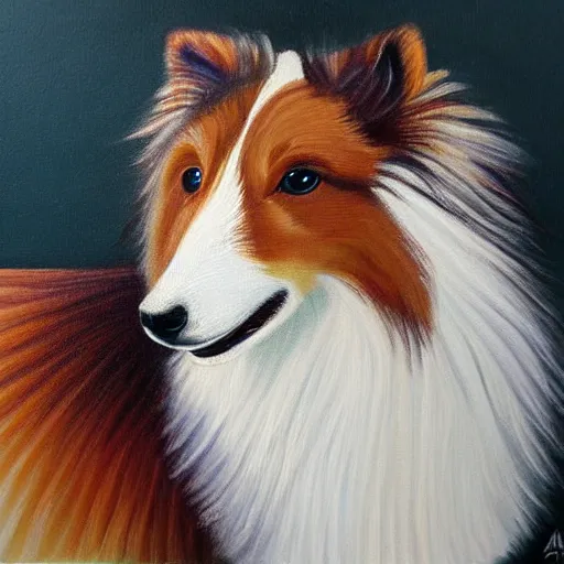 Image similar to a painting of a shetland sheepdog by Patrice muricano