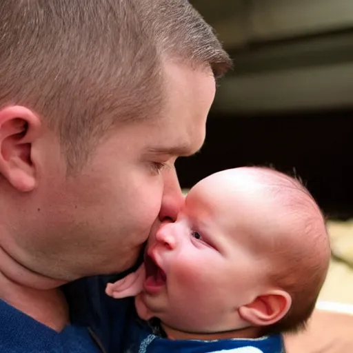 Image similar to a baby seeing his father for the first time