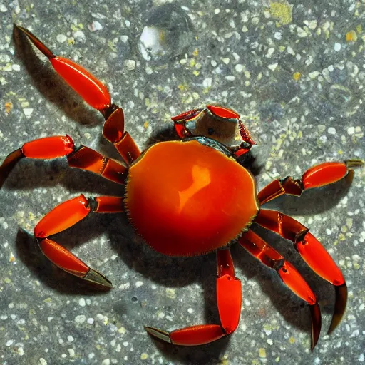 Image similar to “photograph of a crab made out of orange agate, beautiful, hd, highly detailed, 8k”