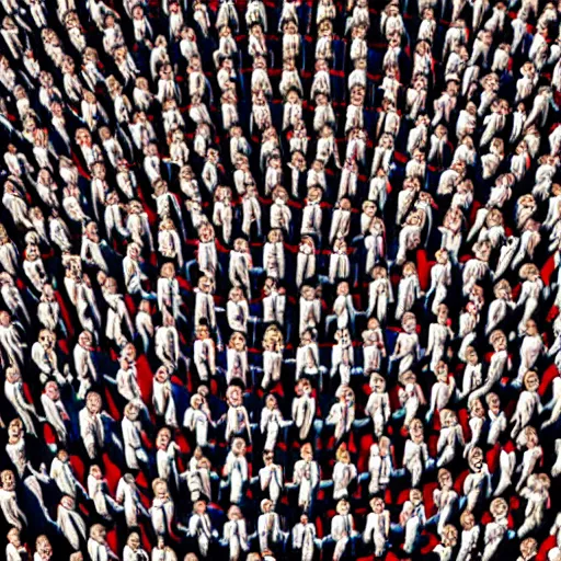 Image similar to hyperrealistic photography of highly detailed where's wally? by caravaggio and martin handford wiew from above