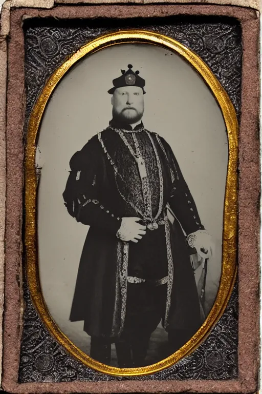 Image similar to tintype photograph of king henry viii