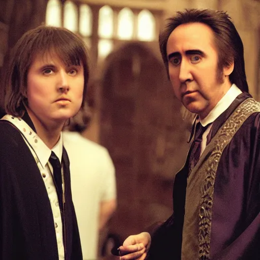 Image similar to nicolas cage in hogwarts