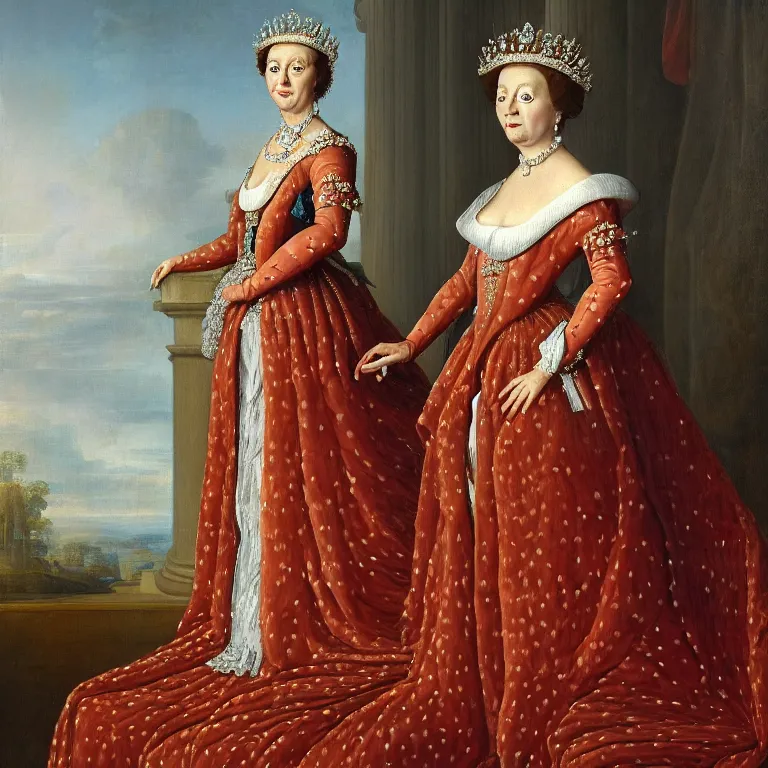 Prompt: a royal portrait of a tardigrade dressed up as the Dutch queen, portrait, 8k