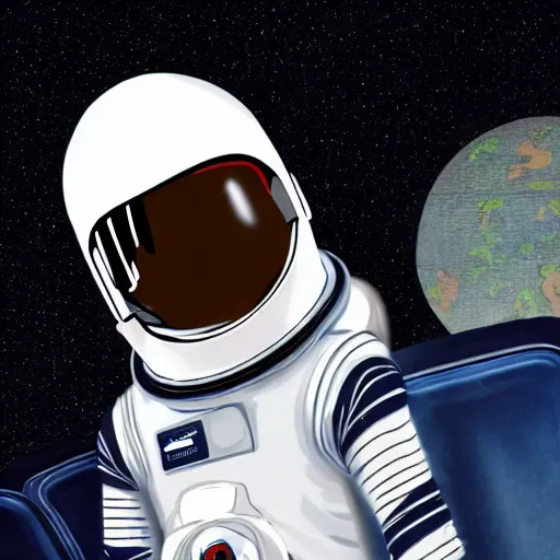 Image similar to an ant wearing an astronaut helmet on an airplane in the style of a cartoon