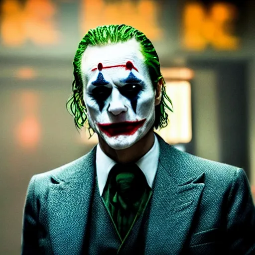 Image similar to still from the movie joker played by mads mikkelsen, directed by martin Scorcese, award-winning cinematography, bokeh,