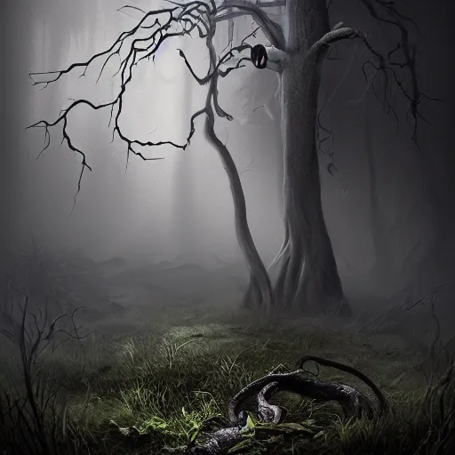 Image similar to a terrifying creature found in the woods, 🌱, by jiri trnka, digital painting, ultra realistic, dramatic lighting, thick black swirling smoke tornado, artstation