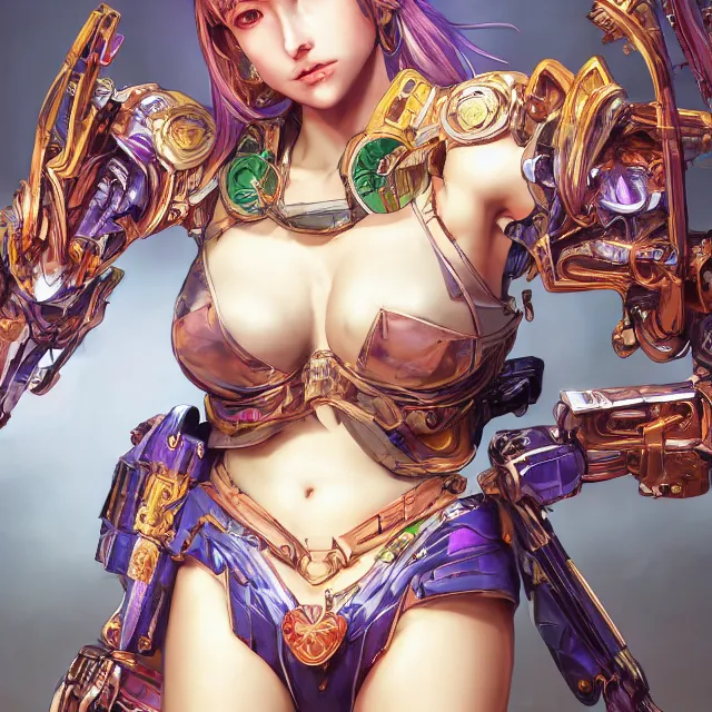 Prompt: studio portrait of lawful good colorful female holy mecha paladin absurdly beautiful, elegant, young thin bikini model, ultrafine hyperrealistic detailed face illustration by kim jung gi, irakli nadar, intricate linework, sharp focus, bright colors, matte, octopath traveler, final fantasy, unreal engine highly rendered, global illumination, radiant light, intricate environment