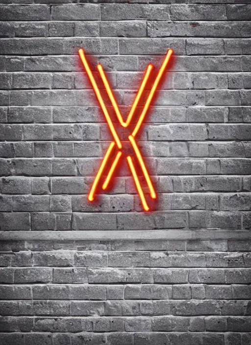 Image similar to arrow symbol made from a neon sign pointing right. photography, realistic. brick wall background. hyper realistic. neon glow.