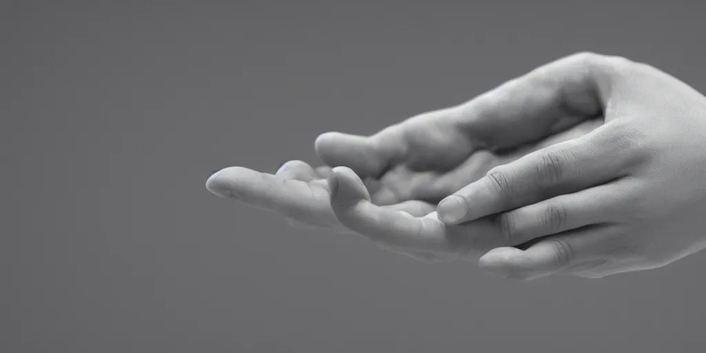 Prompt: a human hand, volumetric lighting, award - winning, perfection, ambitious, ambient occlusion, hyper - realism, 4 k hd, 8 5 mm, bokeh, close - up, grainy