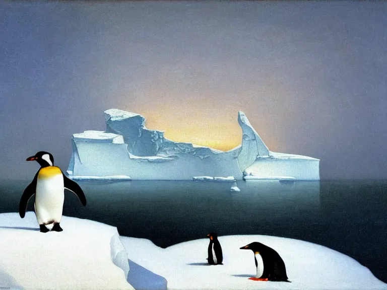 an oil painting of a penguin playing in pure white | Stable Diffusion ...