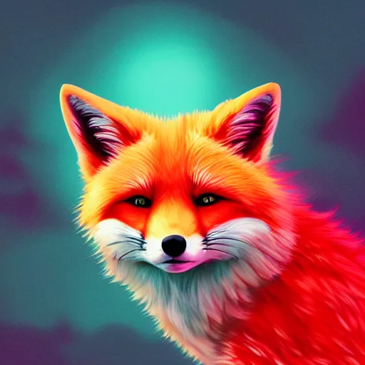 Prompt: digital cherry red fox, retrowave palette, digital world, highly detailed, electric breeze, anatomically correct vulpine, synth feel, fluffy face, ear floof, flowing fur, super realism, accurate animal imagery, 4 k digital art