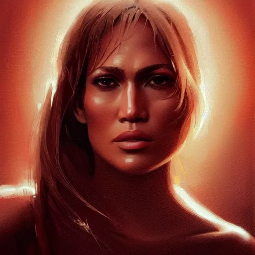 Image similar to “ portrait of jennifer lopez by greg rutkowski, young, attractive, highly detailed portrait, scifi, digital painting, artstation, concept art, smooth, sharp foccus ilustration, artstation hq ”