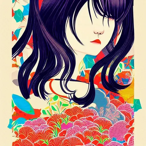 Image similar to japanese digital illustration poster, vivienne shao, colourful, pinterest,