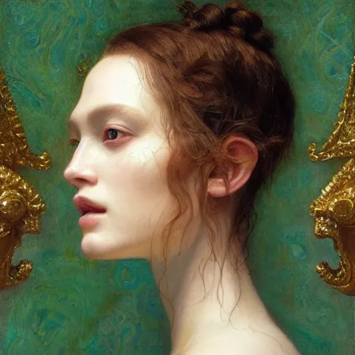 Image similar to epic masterpiece full body portrait a head with many screaming faces, beautiful faces and flawless skin, perfect hands, emeralds by Edgar Maxence and Ross Tran and Michael Whelan