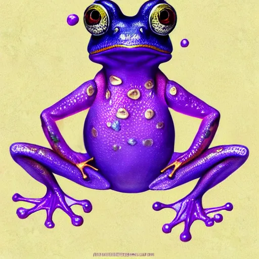 Image similar to cute purple female frog in enchanted rococo hanbok, full character, concept art, trending on artstation, in the style of alexander mcqueen, alexander jansson, jean - baptiste monge, george frederic watts