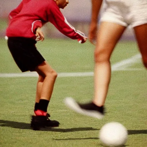 Image similar to Shakira playing football, in Barcelona, 1990 photograph