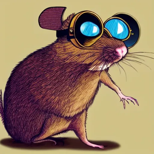 Prompt: a rat with steampunk googles, by Allie brosh