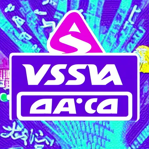 Prompt: visa card logo with japanese characters, vaporwave mallsoft aesthetic