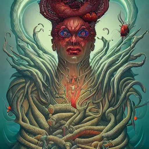 Image similar to “A portrait of the Eczema demon, digital art by Dan Mumford and Peter Mohrbacher, highly detailed, trending on DeviantArtHQ”