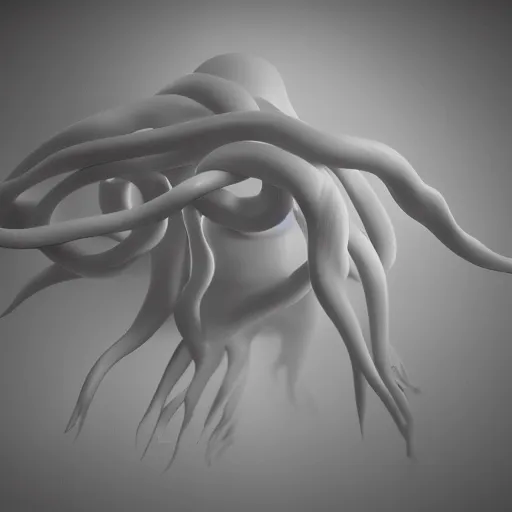 Image similar to clouded origins ( rca umbilical tendrils ), in the style of hiroya oku and riyoko ikeda and stanley kubrick, black and white, photorealistic, epic, super technical, 3 d render