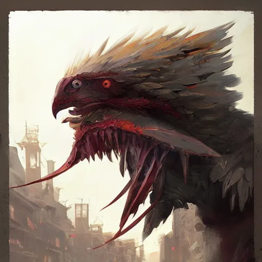 Image similar to digital painting of an super market shopping elegant but deadly chicogriff, griffin chicogriff hybrid monster, by Greg Rutkowski, magic the gathering concept art, trending on artstation, 4k resolution, ((in a super market Costco))