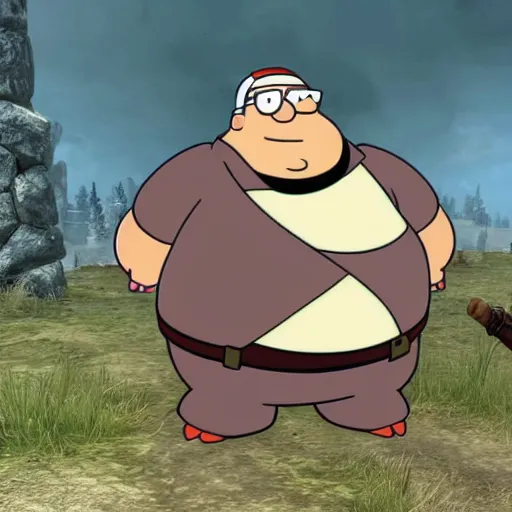 Prompt: Peter Griffin as a Skyrim character