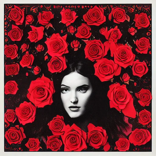 Image similar to dark red roses, vinyl album cover art