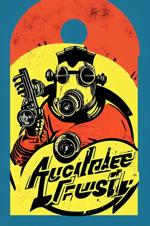 Image similar to fallout 7 6 retro futurist illustration art by butcher billy, sticker, colorful, illustration, highly detailed, simple, smooth and clean vector curves, no jagged lines, vector art, smooth andy warhol style