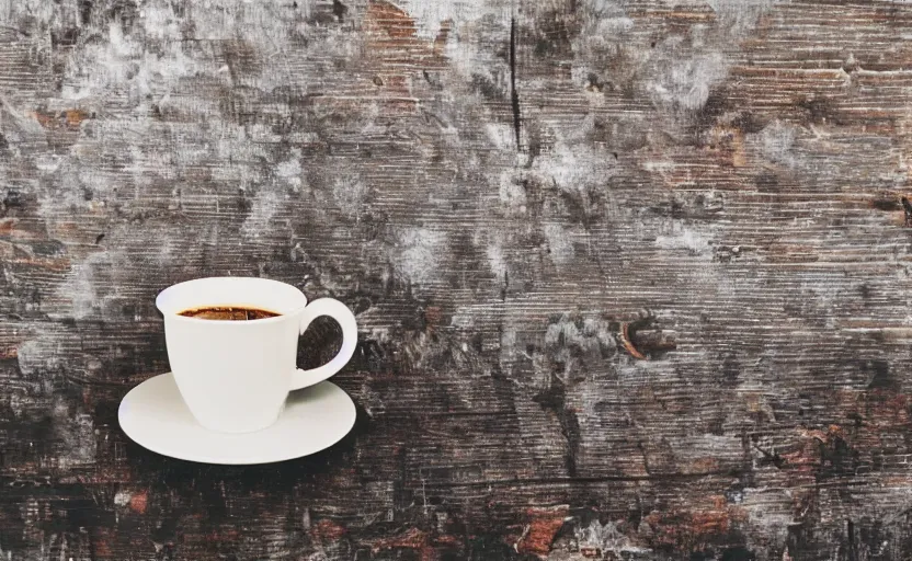 Prompt: a beautiful photo of coffe cup painted on the metal curtain of a cafeteria