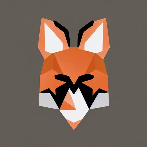 Image similar to an abstract, simplified icon depicting a fox's head, eyes open, white background, elegant, award-winning, clever, render, blender, 3d, high quality, app, ios